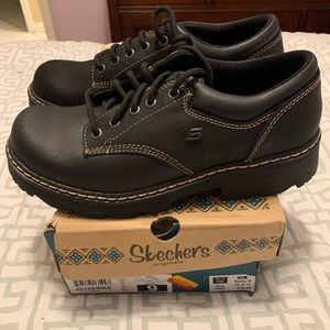 Skechers Womens Parties Mate Black Oxfords